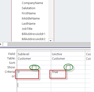 Use Access' Query Builder to set the Criteria and Show field criteria field