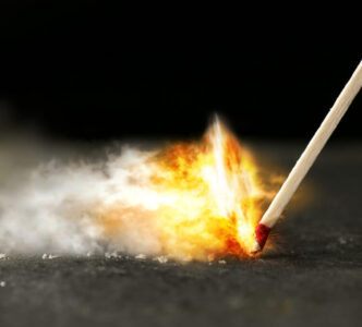 Photograph of wooden match stick ignition
